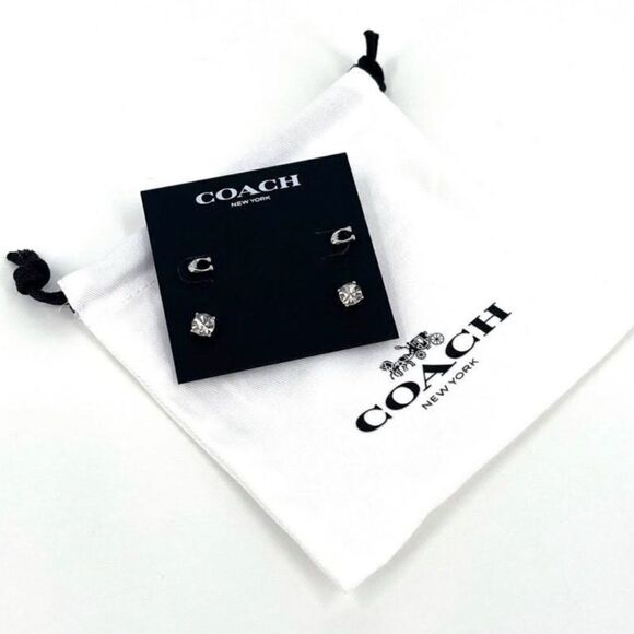 Coach Signature C Stud Earrings Set of Two • NWT - Picture 1 of 9